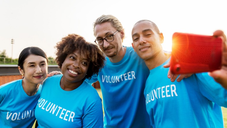 African american asian volunteer