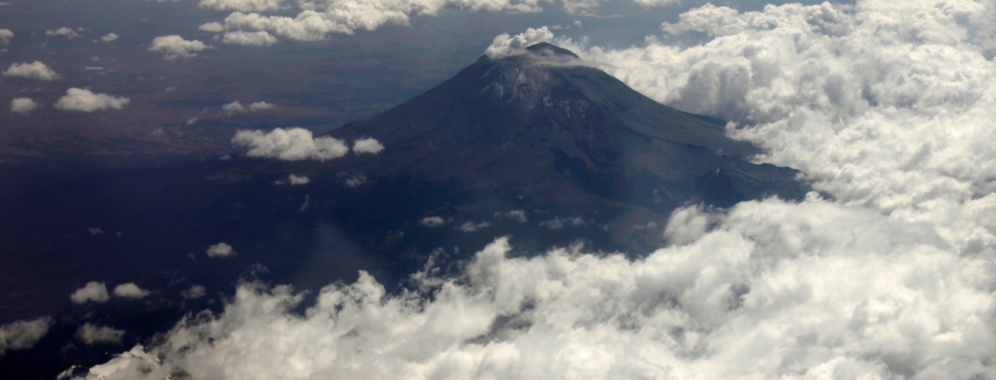A view of Mexico's volcano Popocatepetl and Iztaccihuatl mountain.