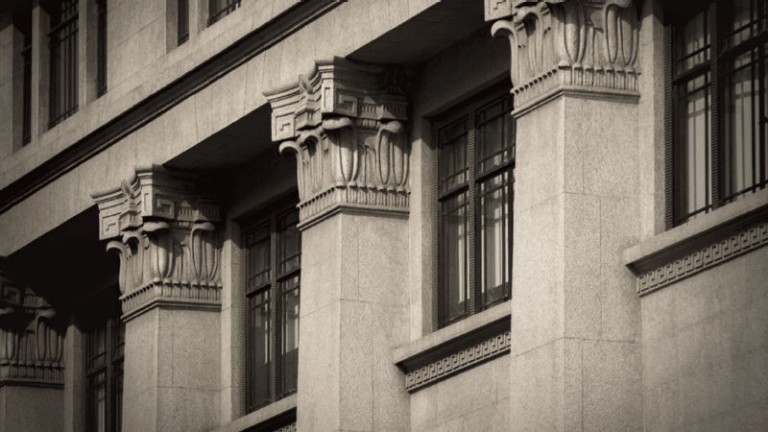 ornate columns on building
