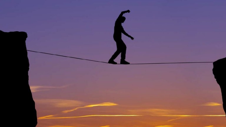 Man on a tight rope