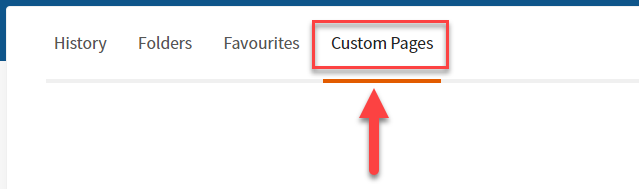 Fl&egrave;che pointant vers l&rsquo;onglet Pages personnalis&eacute;es.