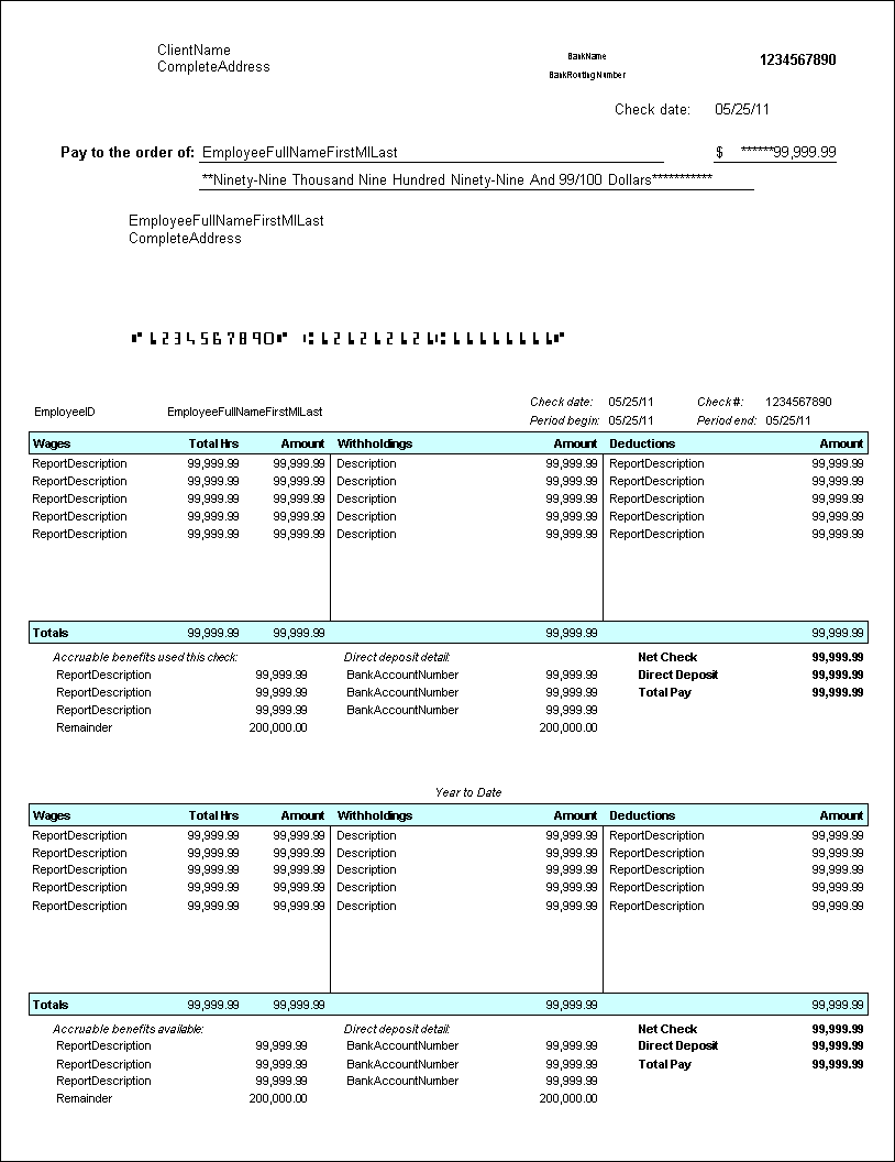 Forms CS 131L Three Column Top Check MICR Direct Deposit