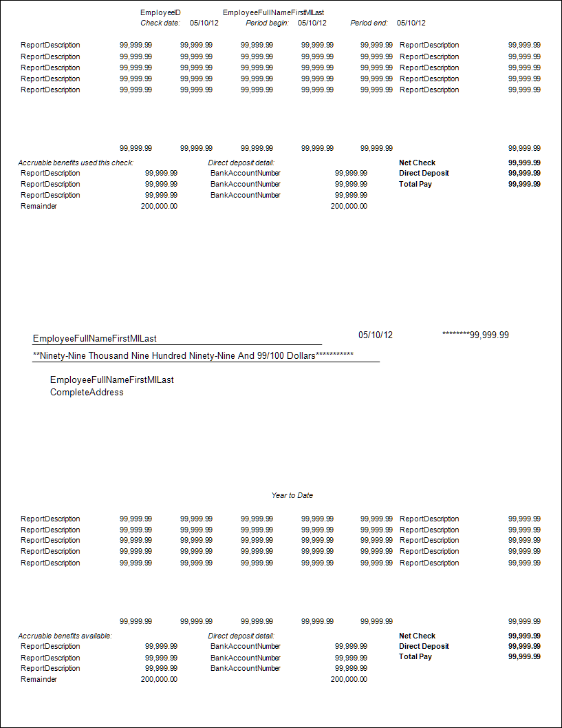 Forms CS 404L Two Column Middle Check Direct Deposit