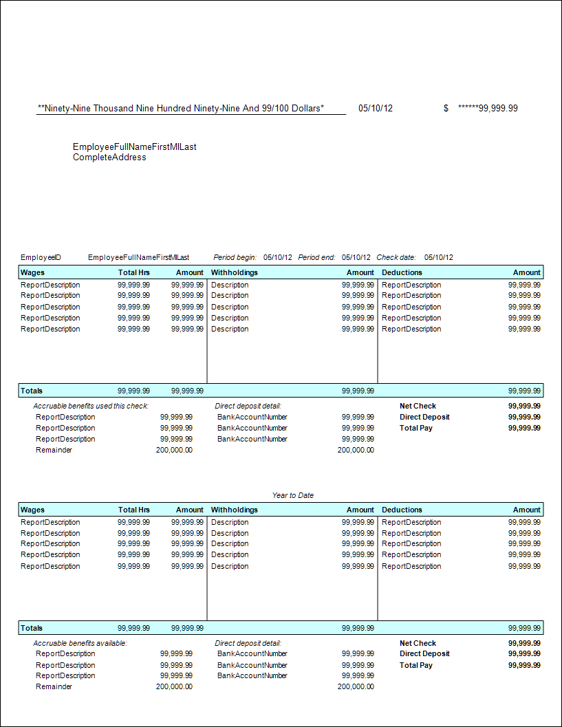 Forms CS 664L Three Column Top Check Direct Deposit