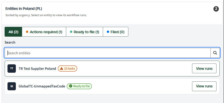 Compliance run example