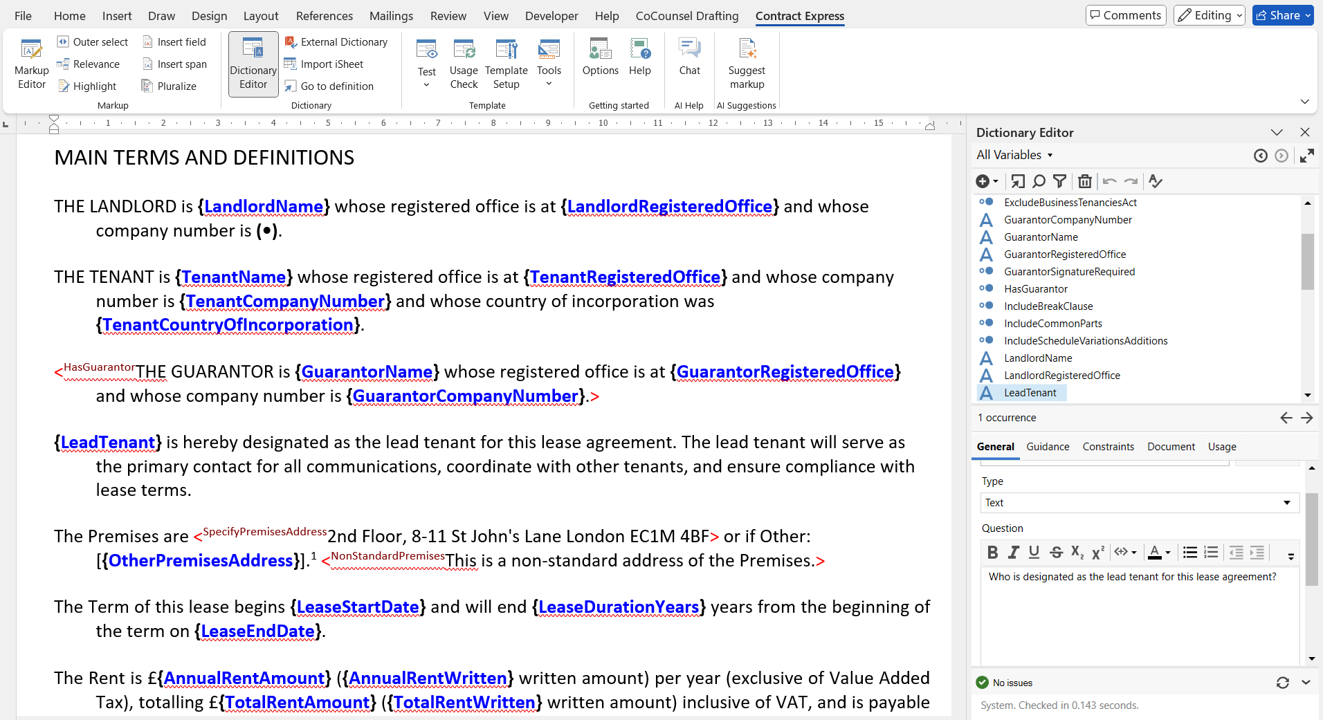 Completed document with suggestions.