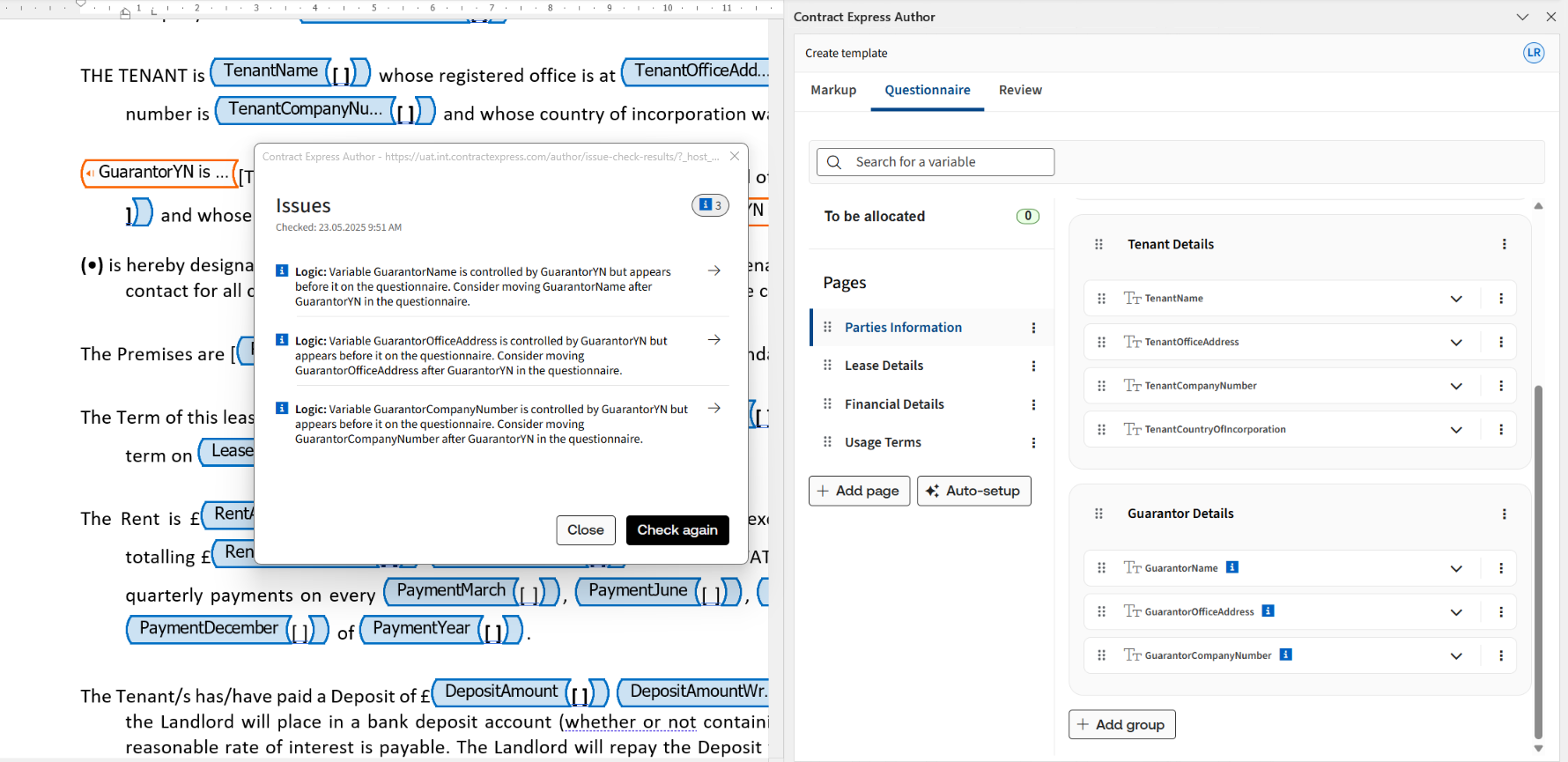 Pop-up issues window.