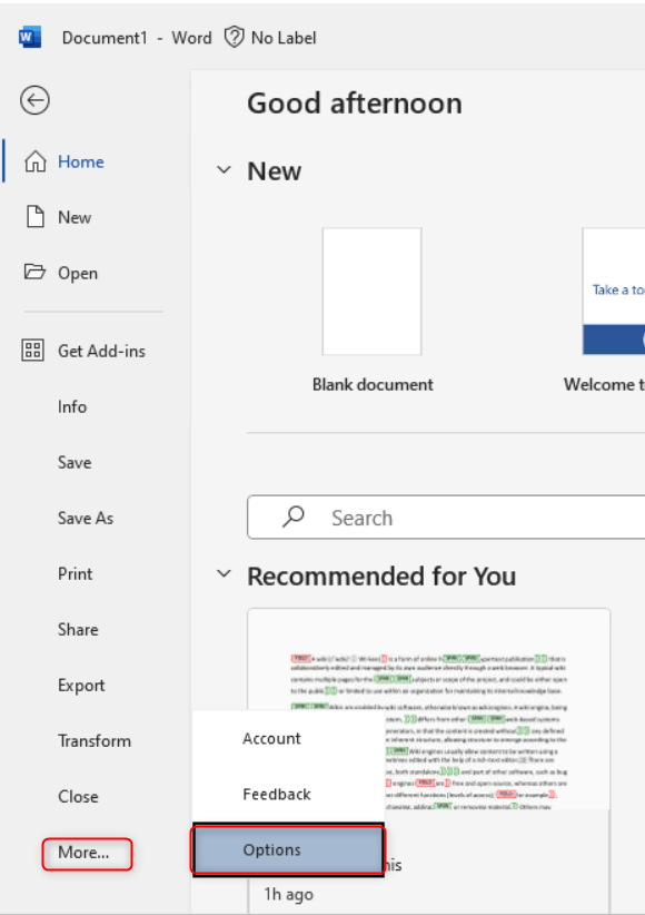 More options in the Microsoft file. 