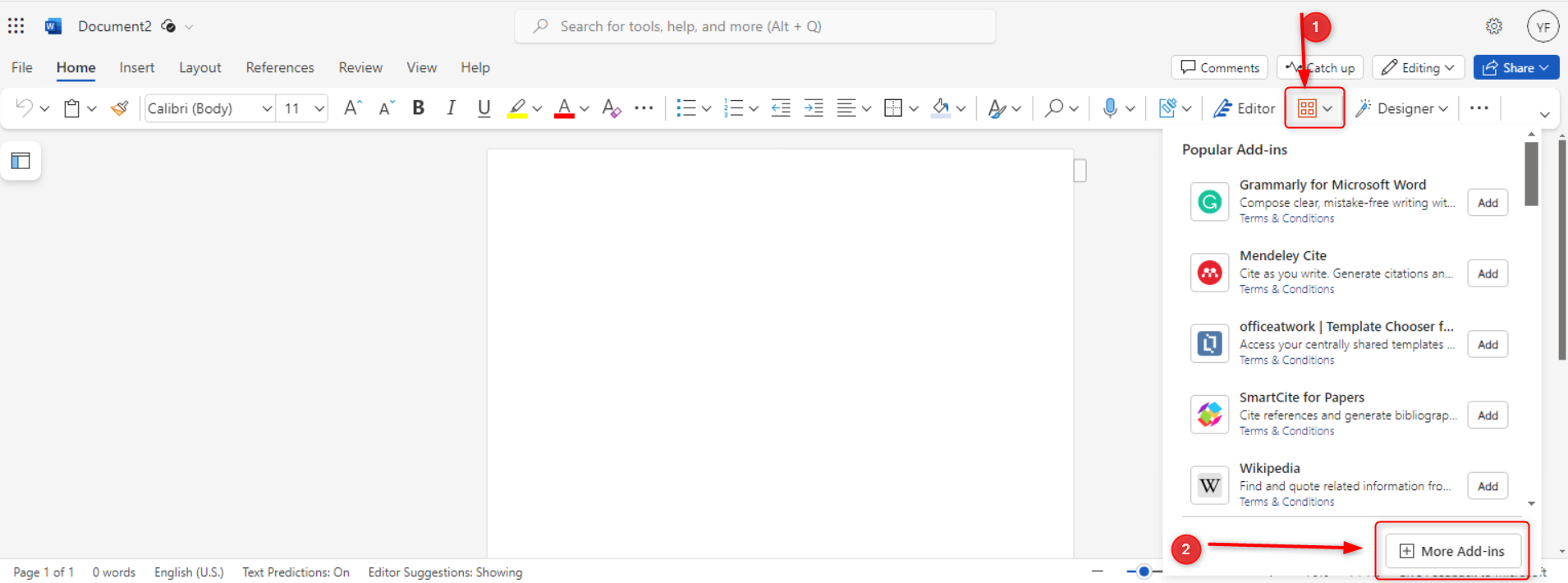 More Add-ins option.