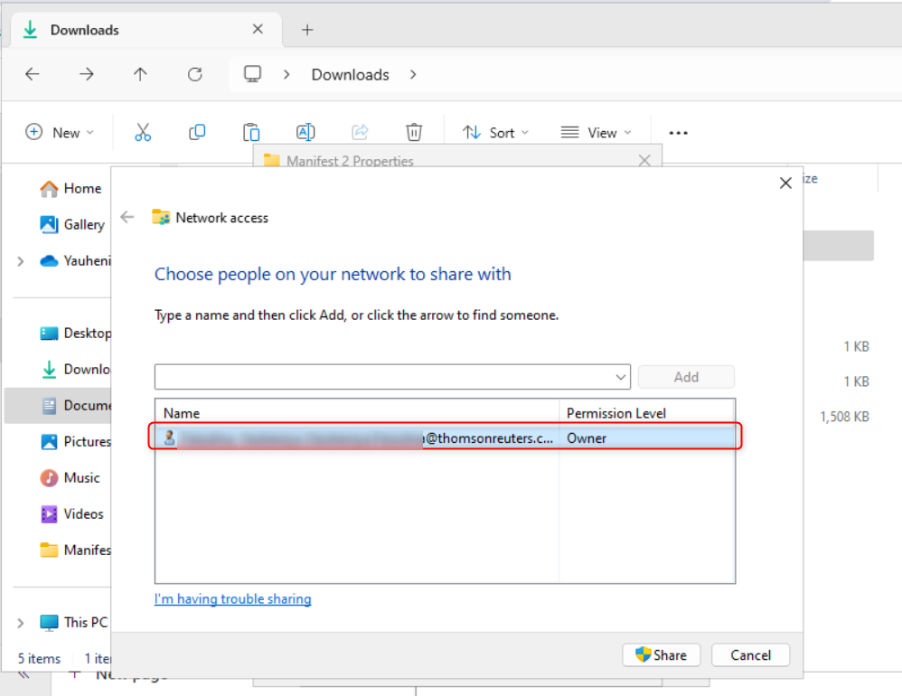 Select the account with your user name.