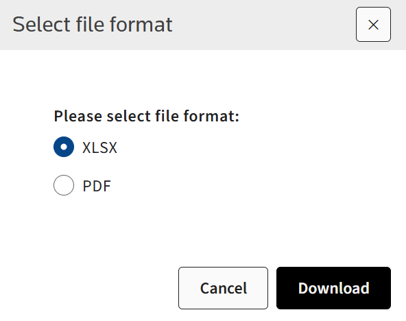 File format options to save reports from Analytics tab.