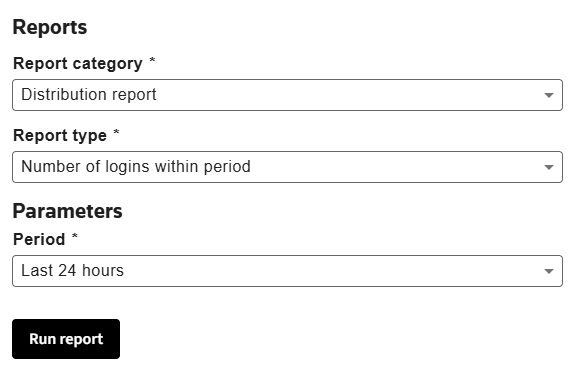 Number of logins within period report.