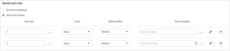 Example of Send-out rule for an alert.