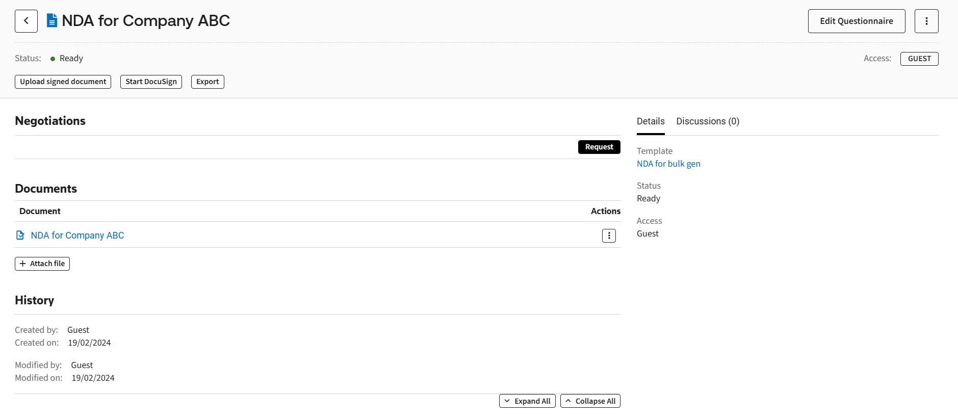 Document data surfaced via a datasheet.