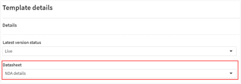 Selecting datasheet for a template.