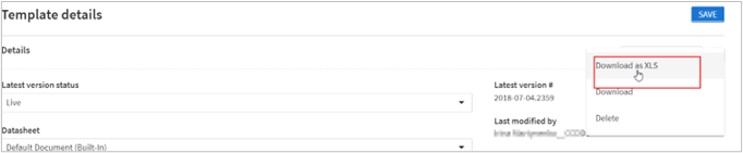 Exporting template as XLS.