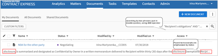 Multi-term Search results.