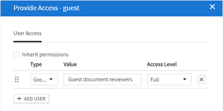 Configuring automatic sharing of guest documents.