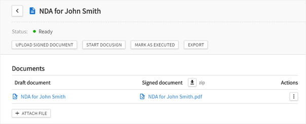 Marking a document as executed.