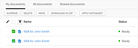 Moving documents to a folder.