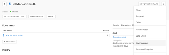 Saving a document's snapshot.