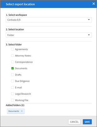 Selecting export location.