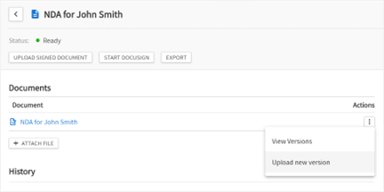 Upload document version window.