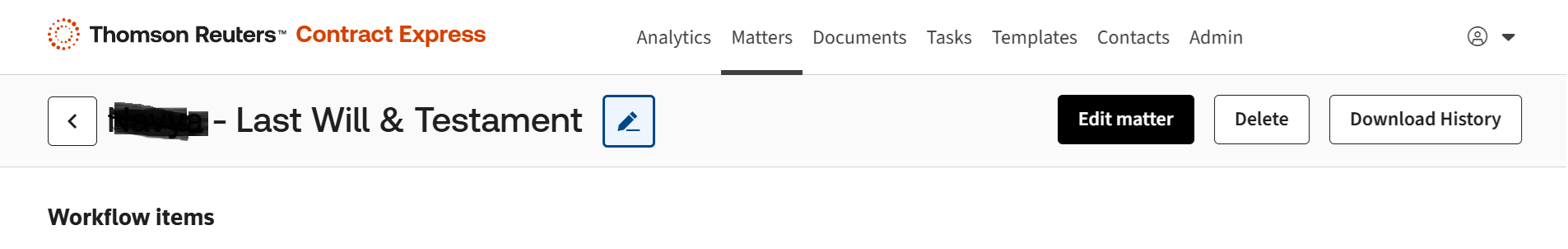 Pencil icon to rename Matter name.