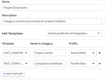 Configuring categories window.
