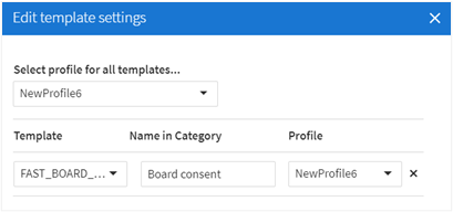 Editing template settings window.
