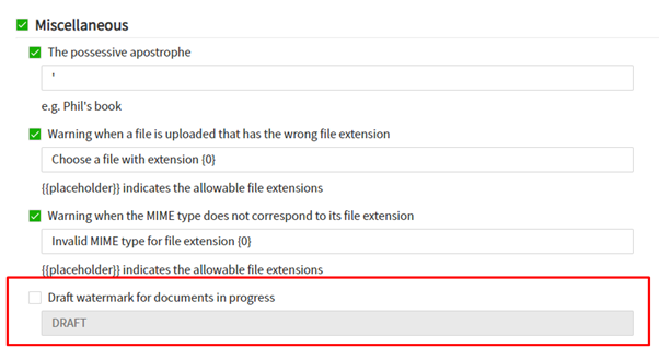 Customising watermark in templates.