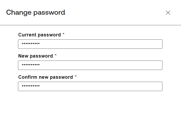 Changing password from users My account section.