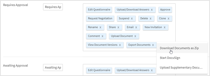 Configuring actions for document statuses.