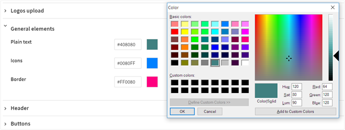 Palette for color selection.