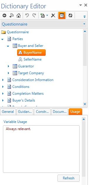 Checking relevance within Usage tab.