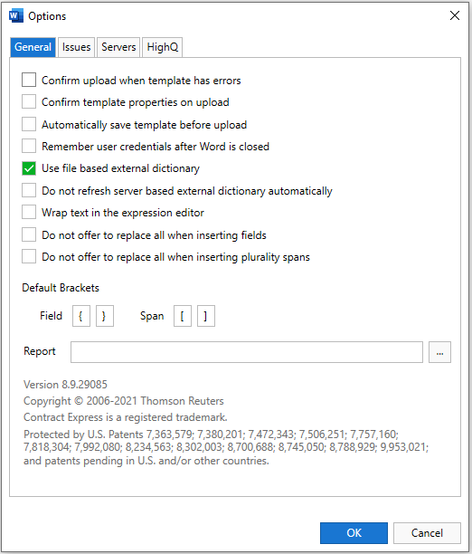 Options page to check 'Use file based external dictionary'.