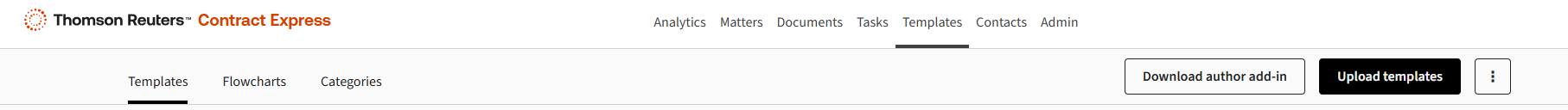 Templates tab header with author add-in download options.