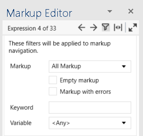 Choosing what markup is displayed using the Markup Editor&nbsp;