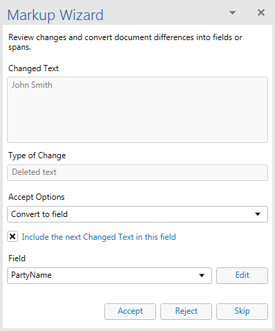 Convert to field option.