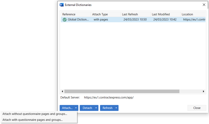 Attach with/without questionnaire pages and groups.