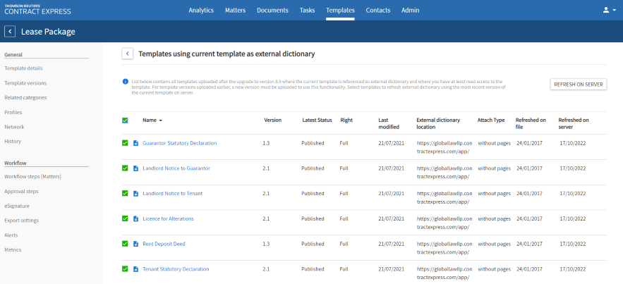 Related templates page view.