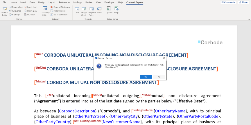 Replacing text with a new variable