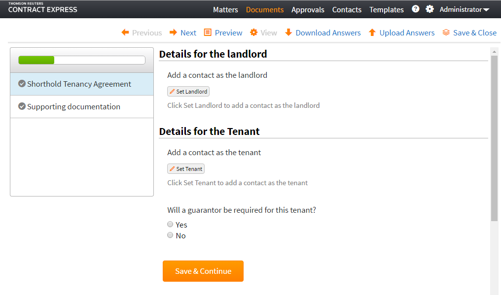 Questionnaire with entities.