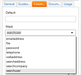Constraints tab displaying available variables.