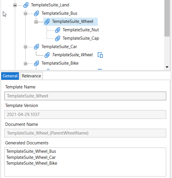 Tree view of template suite expanded.