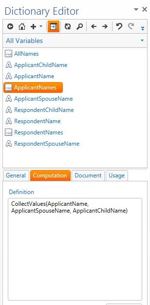 Collecting related names associated for a variable.
