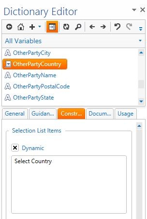 Dynamic option in constraint tab.