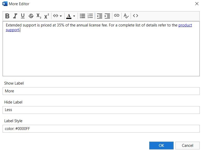 Customising the labels.