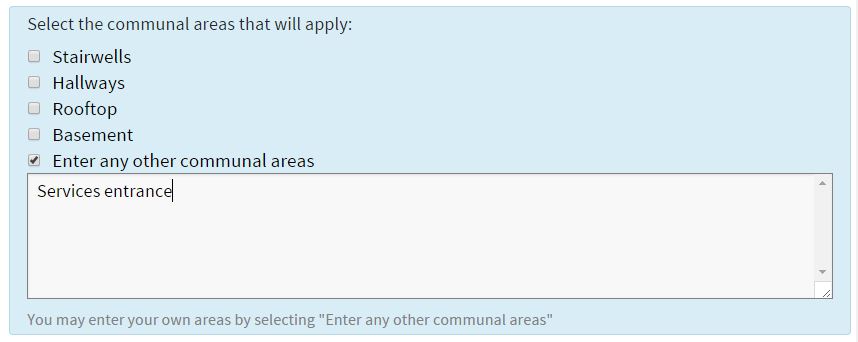 Questionnaire displaying options as multi select boxes.