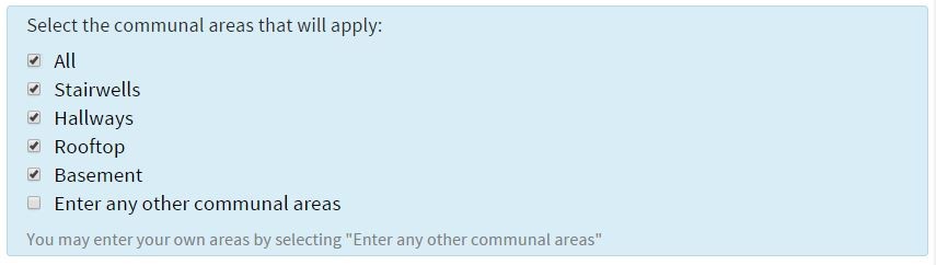 Questionnaire displaying options as multi select checkboxes list.